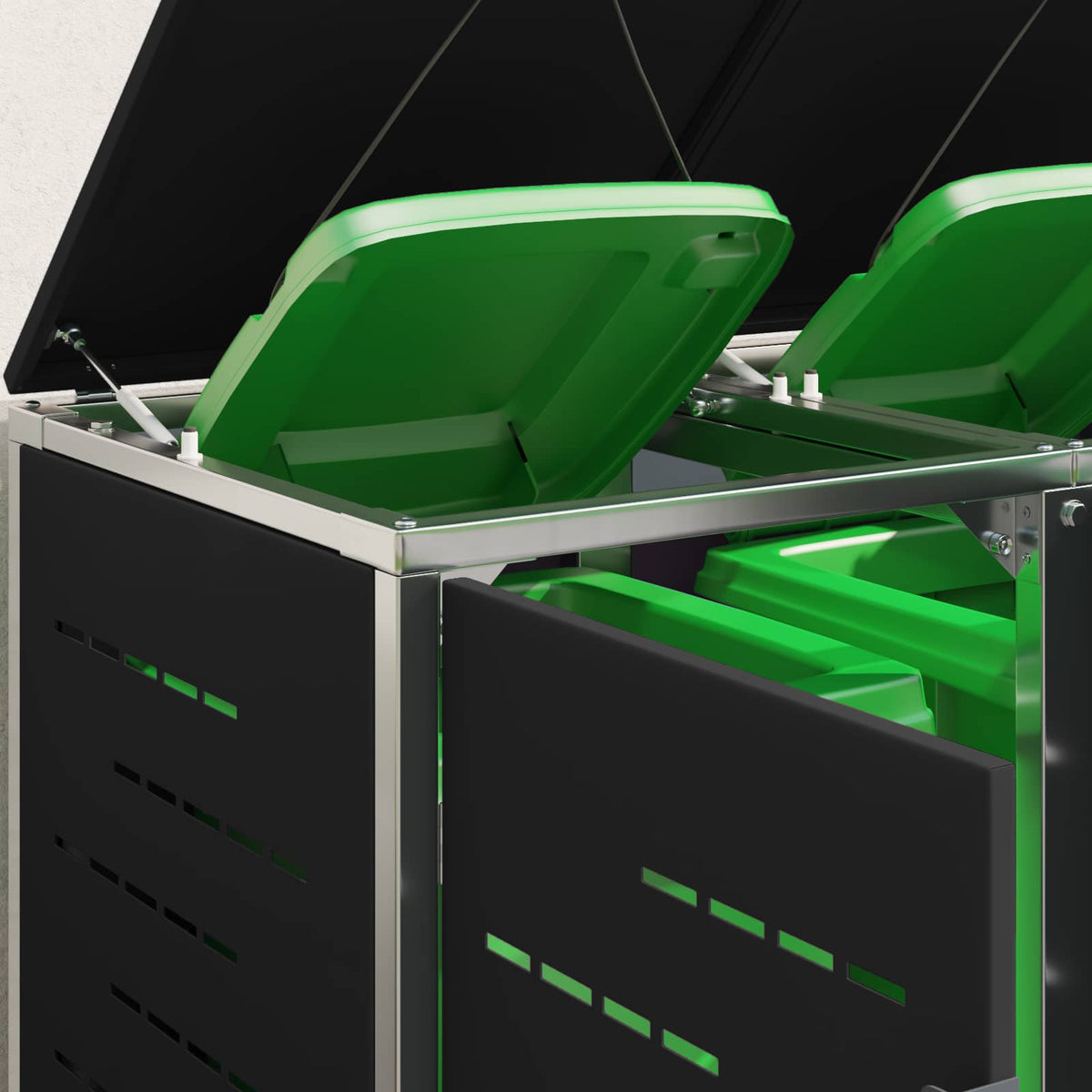 vidaXL Wheelie Bin Storage for 2 Bins 240L Stainless Steel Black 5