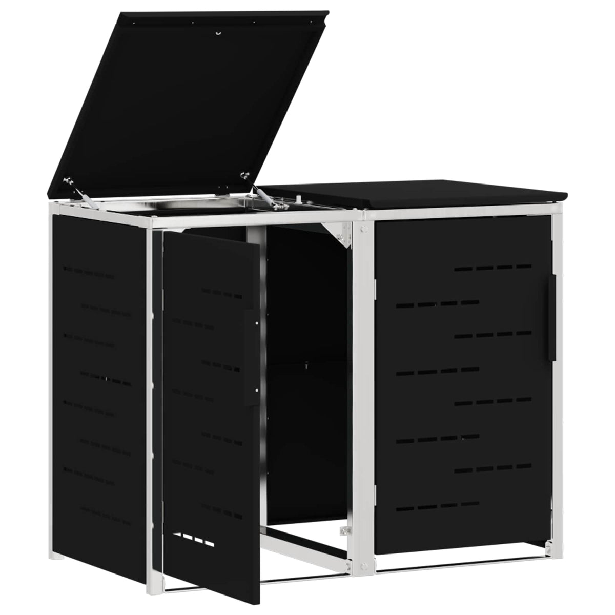 vidaXL Wheelie Bin Storage for 2 Bins 240L Stainless Steel Black 6