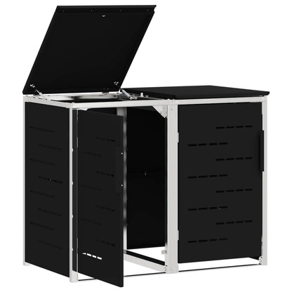 vidaXL Wheelie Bin Storage for 2 Bins 240L Stainless Steel Black 6