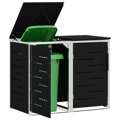 vidaXL Wheelie Bin Storage for 2 Bins 240L Stainless Steel Black 3