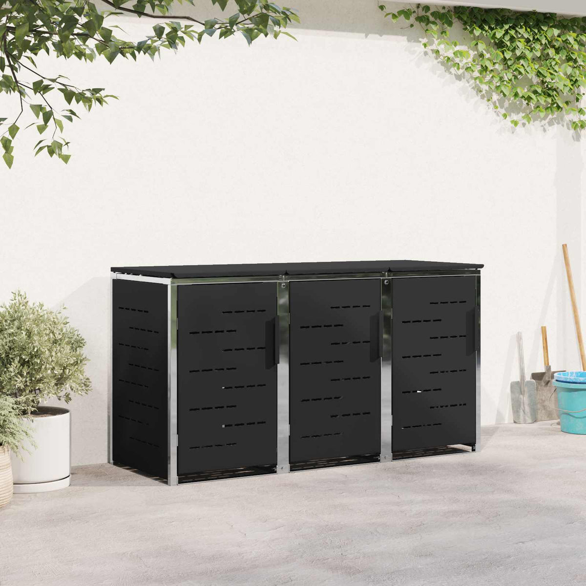 vidaXL Wheelie Bin Storage for Bins 240L Stainless Steel