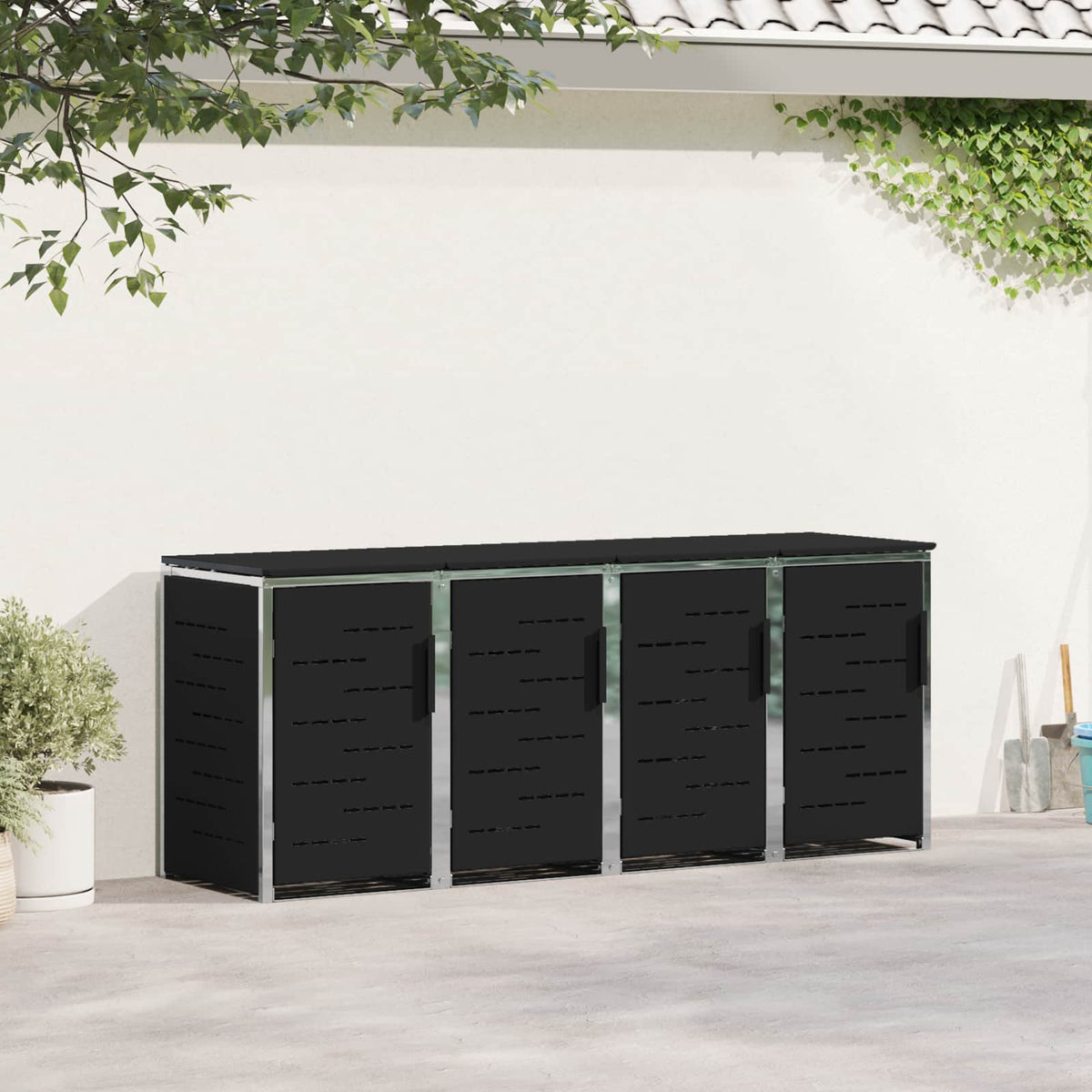 vidaXL Wheelie Bin Storage for Bins 240L Stainless Steel