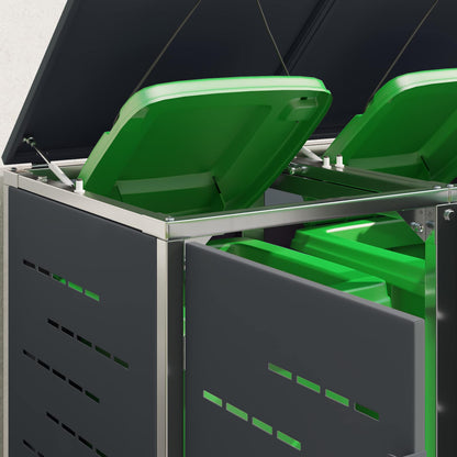 vidaXL Wheelie Bin Storage for 2 Bins 240L Stainless Steel Anthracite 5