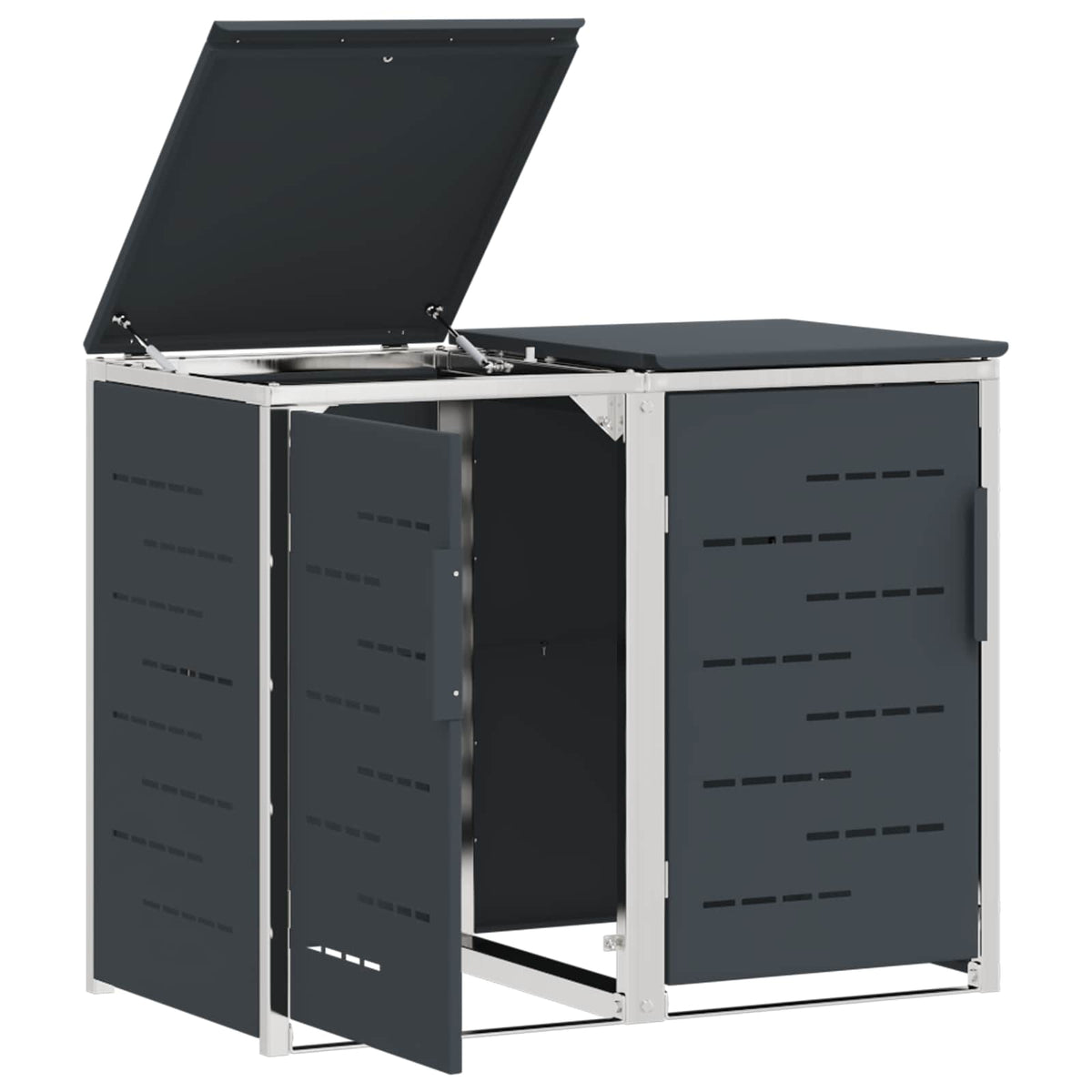 vidaXL Wheelie Bin Storage for 2 Bins 240L Stainless Steel Anthracite 6