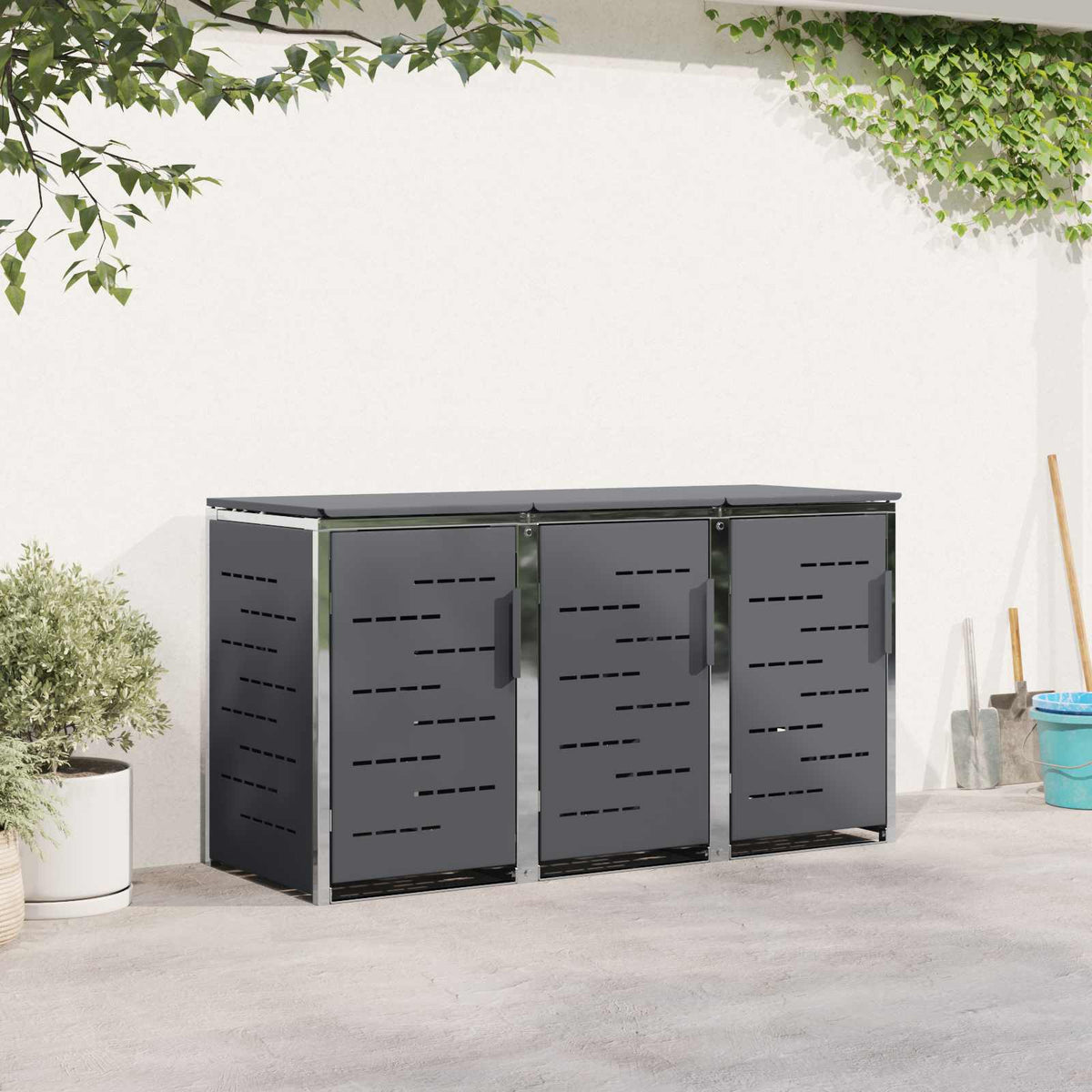 vidaXL Wheelie Bin Storage for Bins 240L Stainless Steel