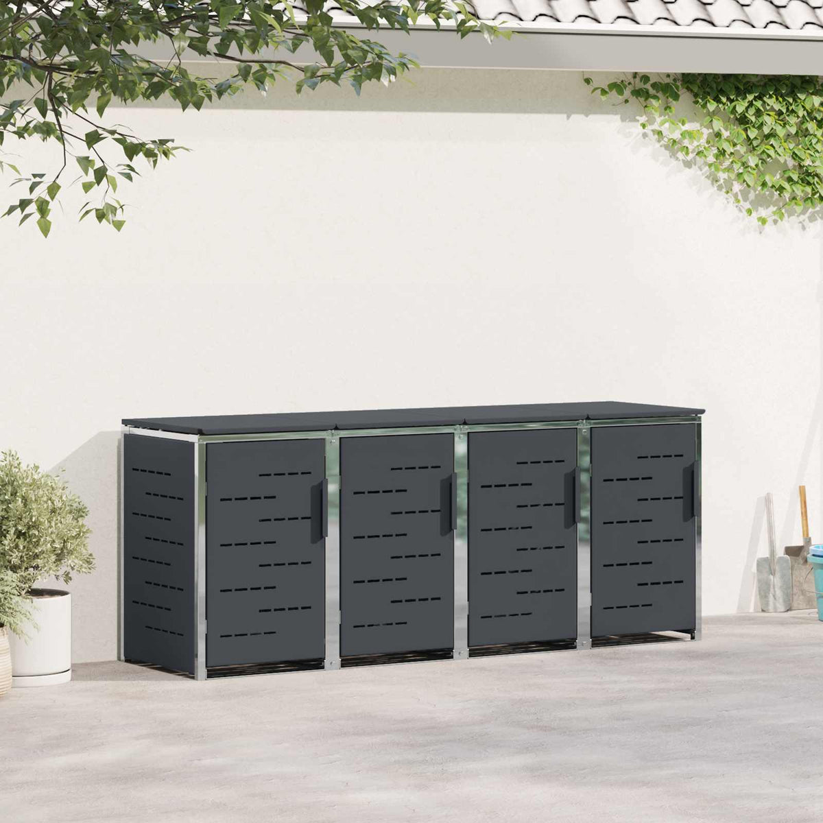 vidaXL Wheelie Bin Storage for Bins 240L Stainless Steel