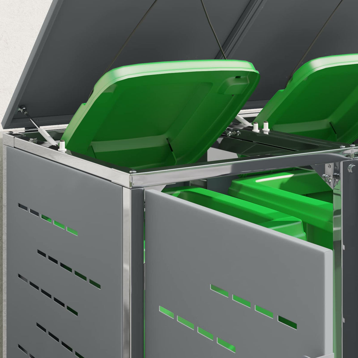 vidaXL Wheelie Bin Storage for 2 Bins 240L Stainless Steel Grey 5