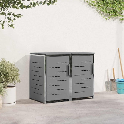 vidaXL Wheelie Bin Storage for 2 Bins 240L Stainless Steel Grey 1