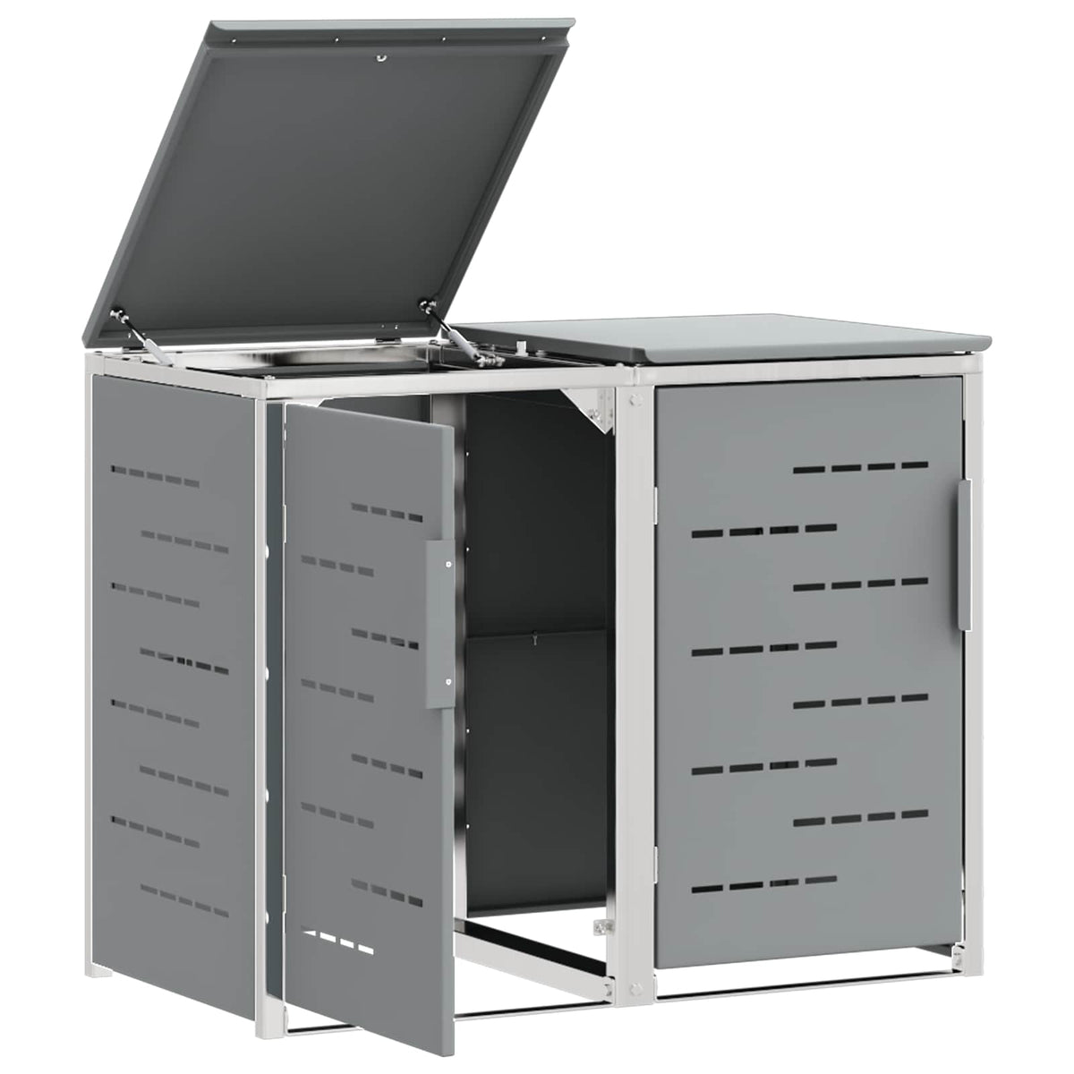 vidaXL Wheelie Bin Storage for 2 Bins 240L Stainless Steel Grey 6