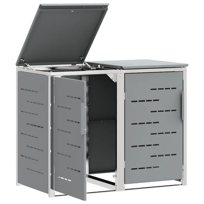 vidaXL Wheelie Bin Storage for 2 Bins 240L Stainless Steel Grey 6