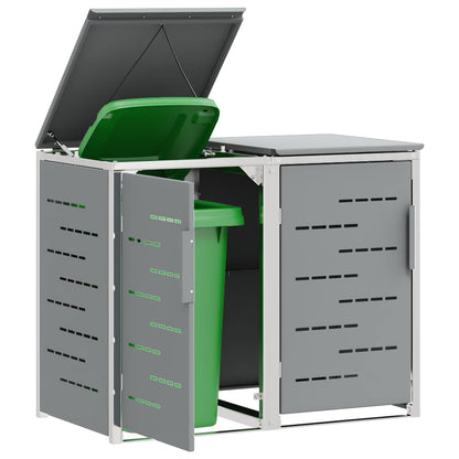 vidaXL Wheelie Bin Storage for 2 Bins 240L Stainless Steel Grey 3