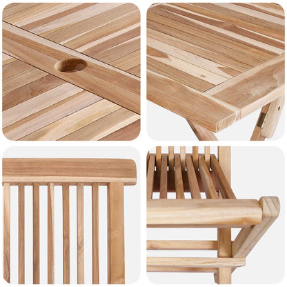 vidaXL Garden Furniture Set 5 pcs Natural Solid Teak Wood 6