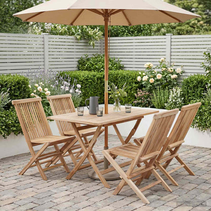 vidaXL Garden Furniture Set 5 pcs Natural Solid Teak Wood 1