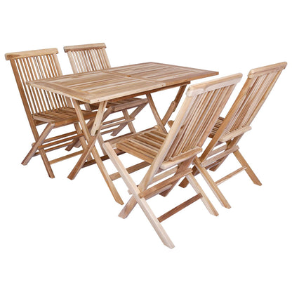 vidaXL Garden Furniture Set 5 pcs Natural Solid Teak Wood 2