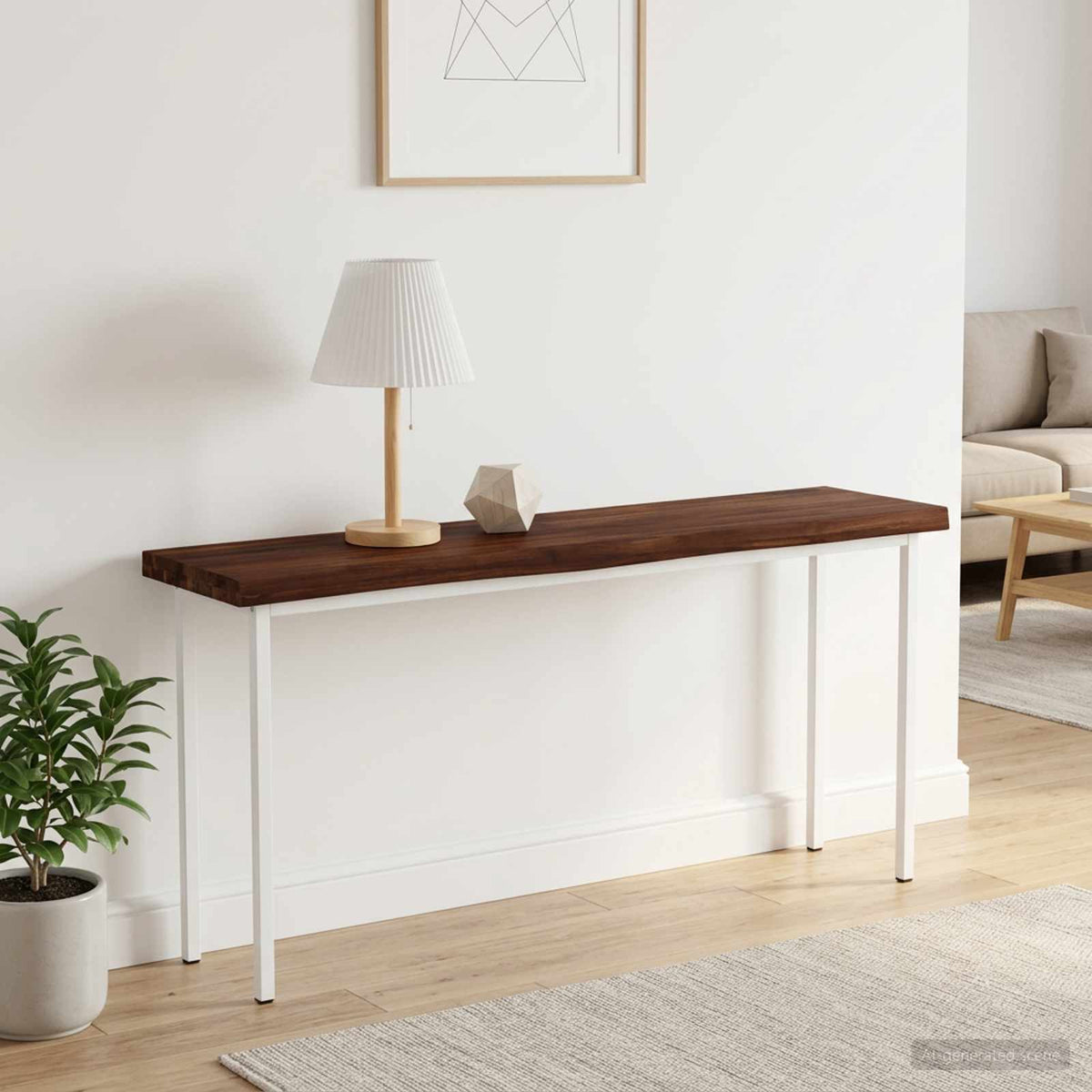 Live Edge Table Top Rectangular Dark Brown Live Edge 1 Side Depth 20 cm 120 cm