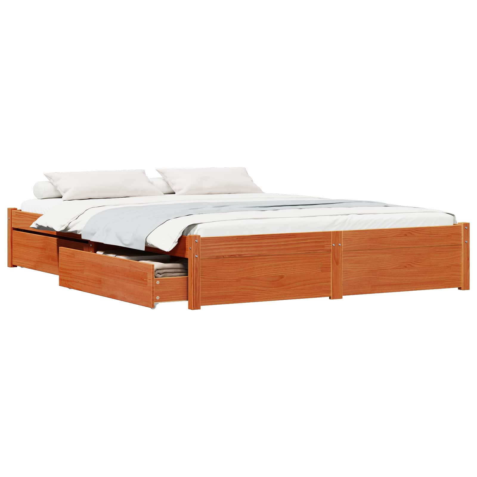 vidaXL Bed Frame with Drawer Wax Brown 120 x 200 cm Solid Pine Wood 2