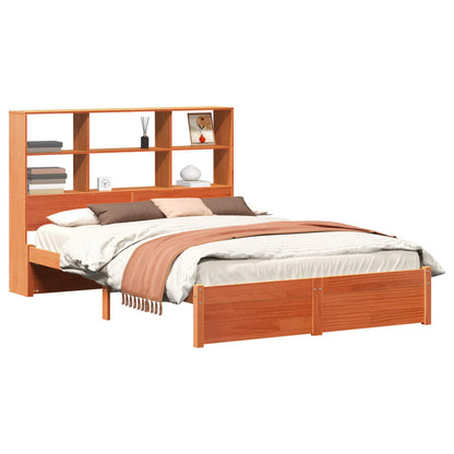 Bed Frame with Storage Headboard Wax Brown 150 cm