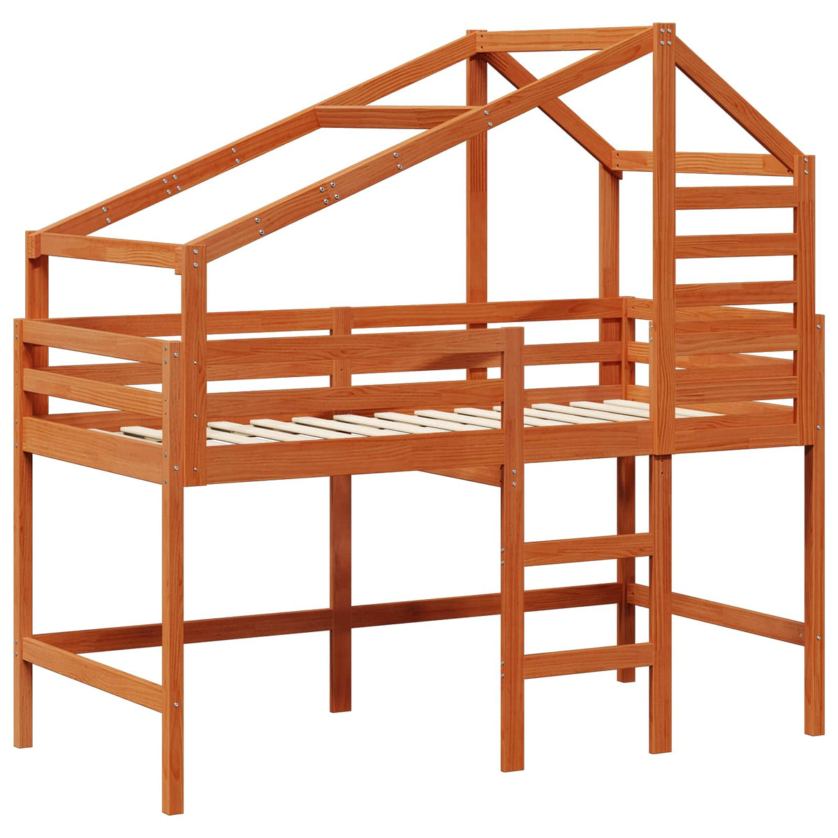 vidaXL Loft Bed Frame Wax Brown 90 x 190 cm Solid Pine Wood 5