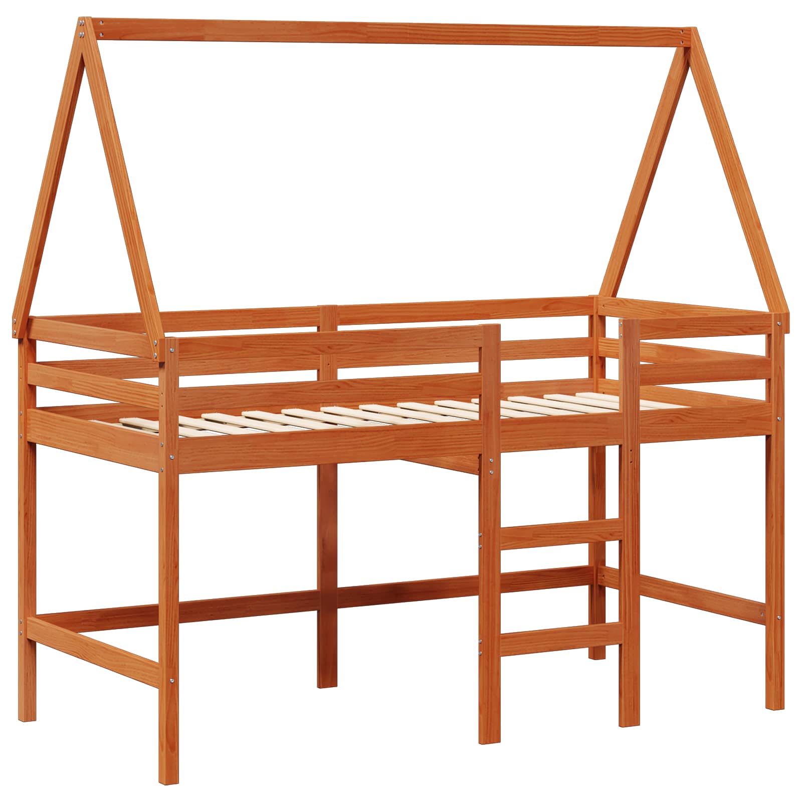 vidaXL Loft Bed Frame Wax Brown 90 x 190 cm Solid Pine Wood 5