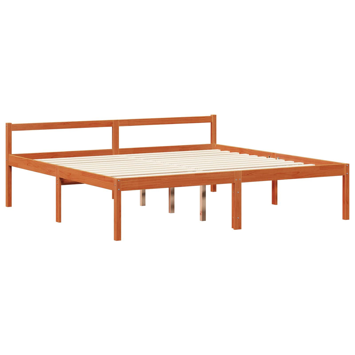 vidaXL Bed Frame with Shelf 2 pcs Wax Brown Solid Pine Wood 3
