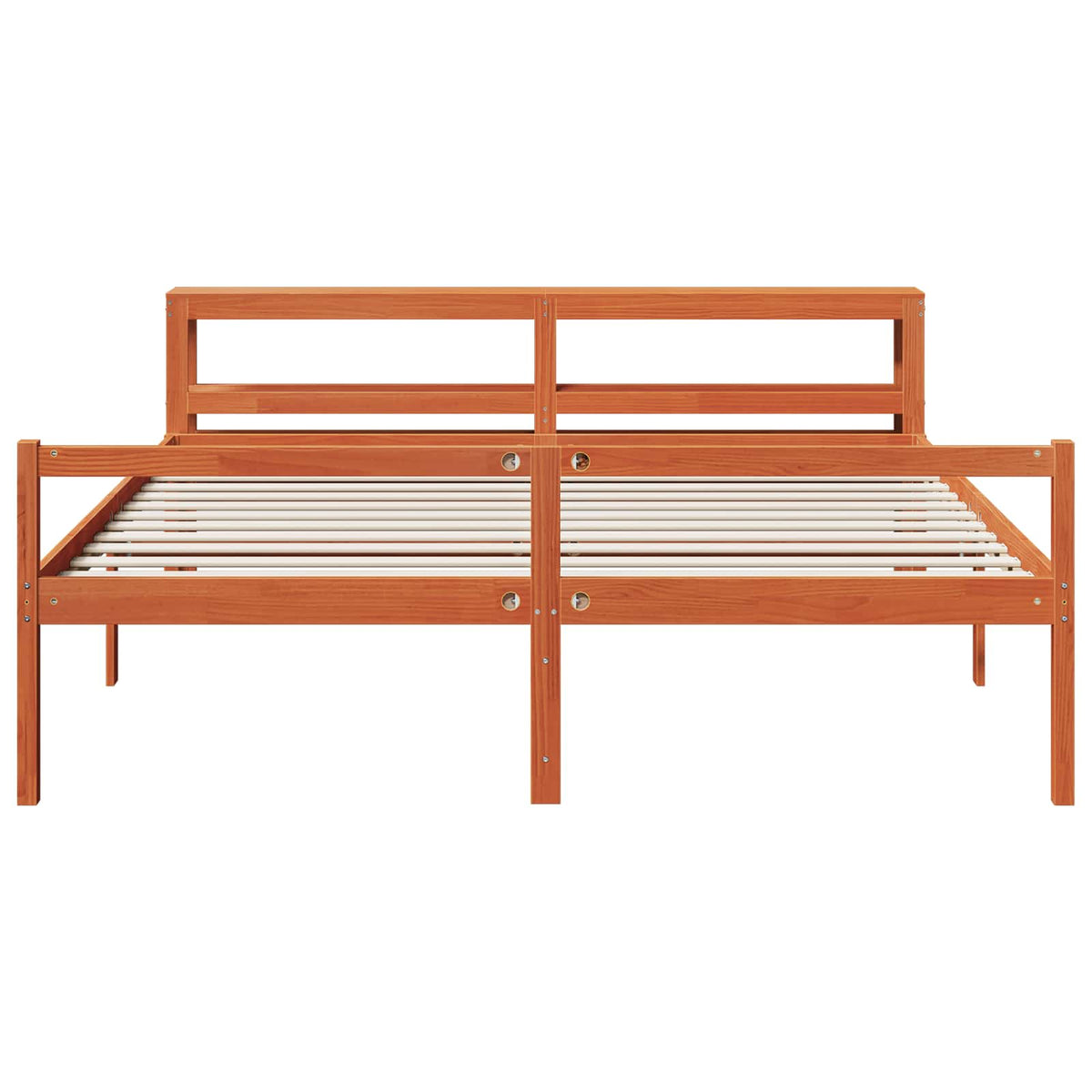 vidaXL Bed Frame with Shelf 2 pcs Wax Brown Solid Pine Wood 6