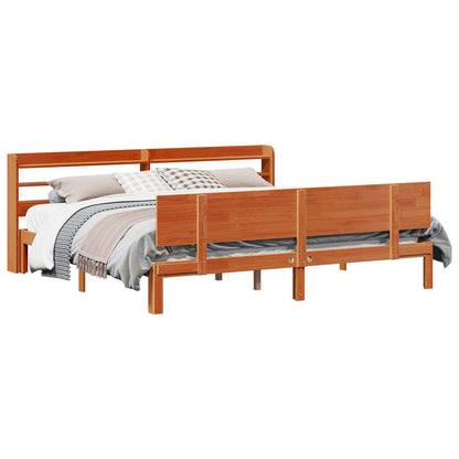 Bed Frame with Headboard without Mattress Wax brown 180 cm 200 cm