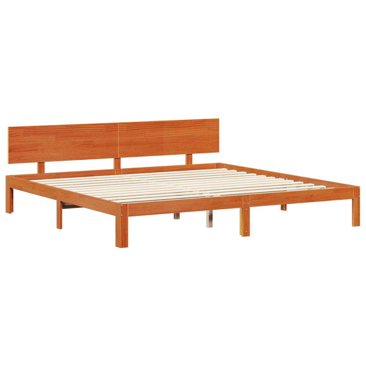 vidaXL Bed Frame with Shelf 2 pcs Wax Brown Solid Pine Wood 3
