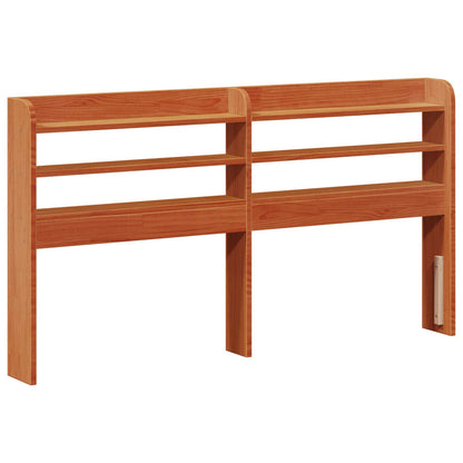 vidaXL Bed Frame with Shelf 2 pcs Wax Brown Solid Pine Wood 4