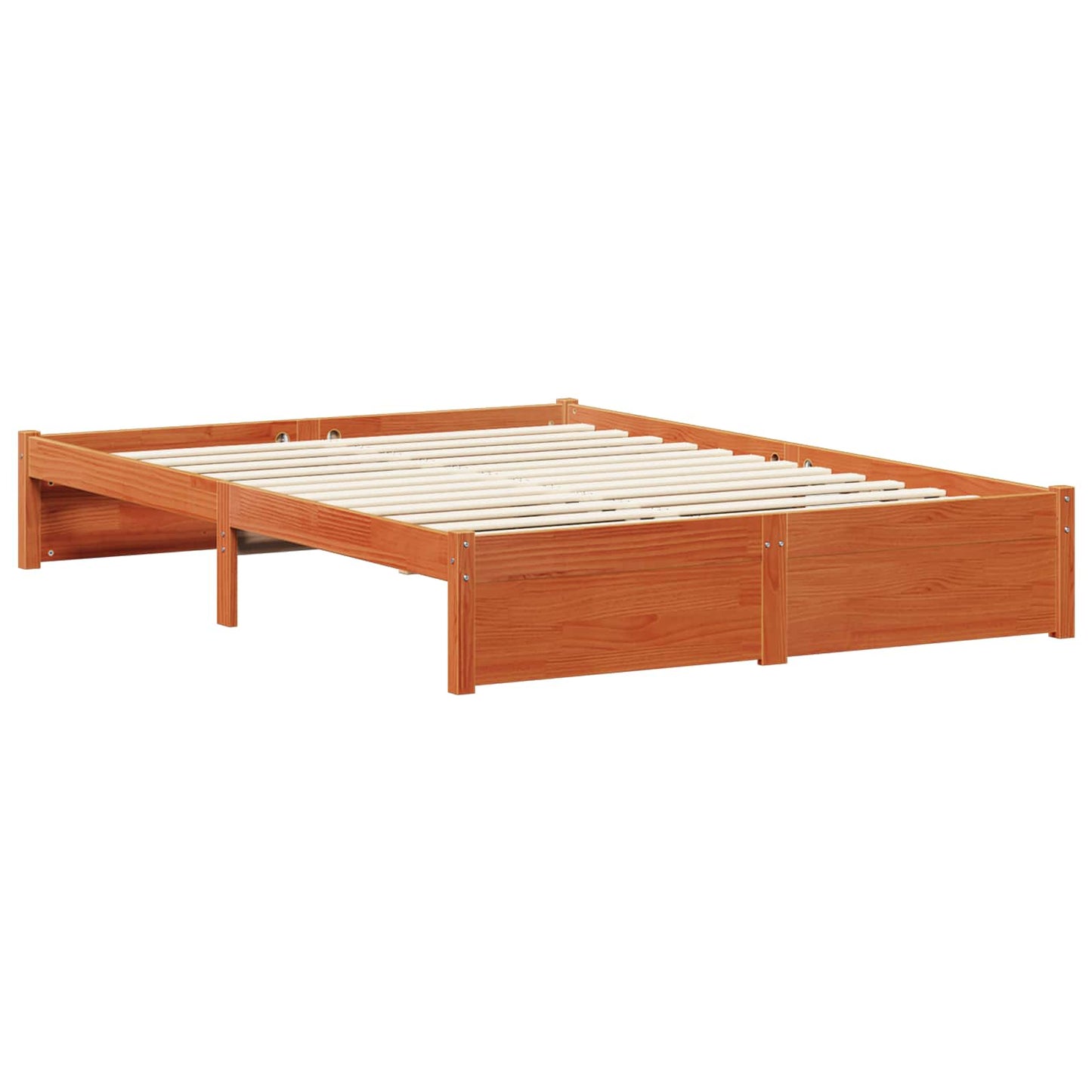 vidaXL Bed Frame with Shelf Wax Brown 160 x 200 cm Solid Pine Wood 3