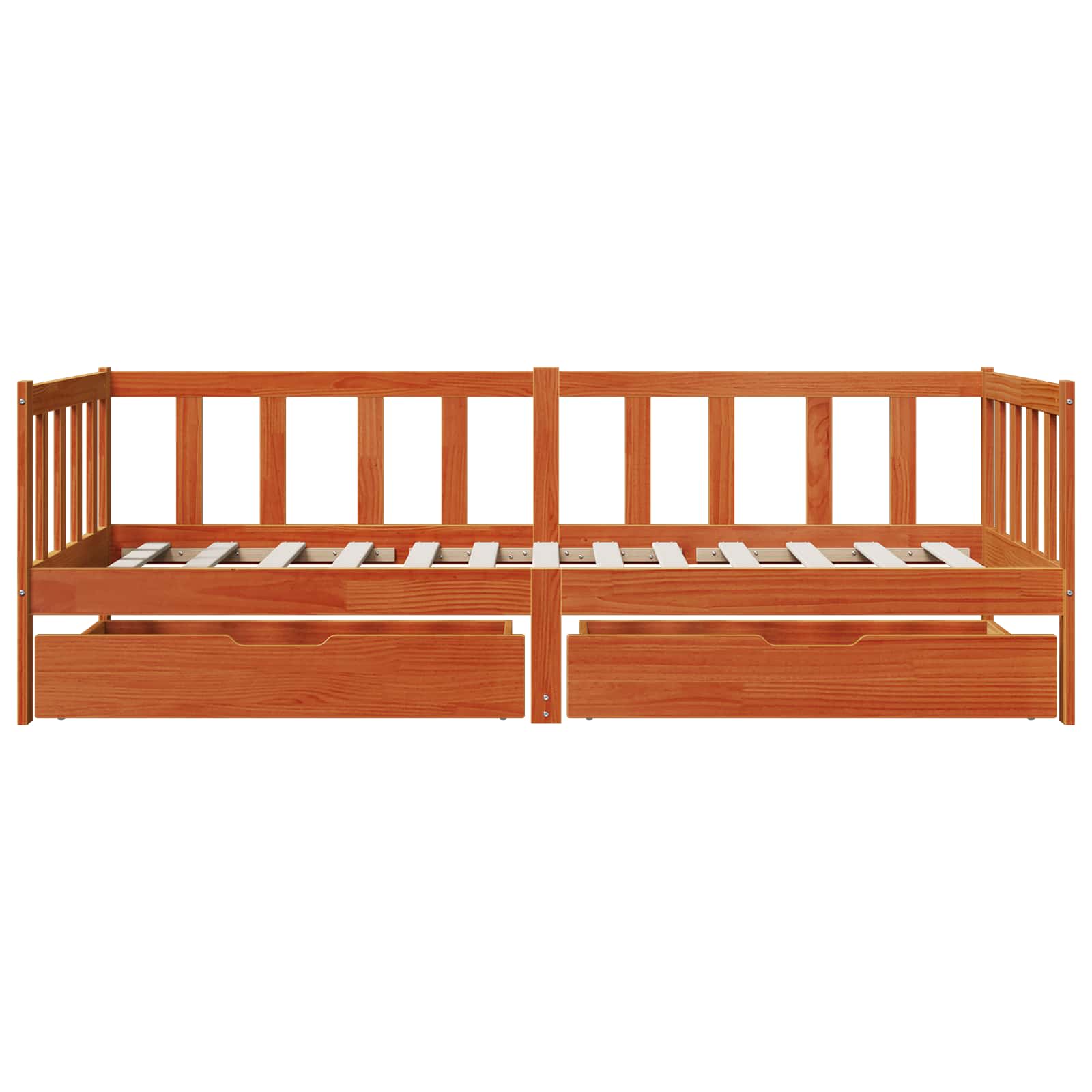 vidaXL Daybed with Drawer with Wheel 3 pcs Wax Brown Solid Pine Wood 6