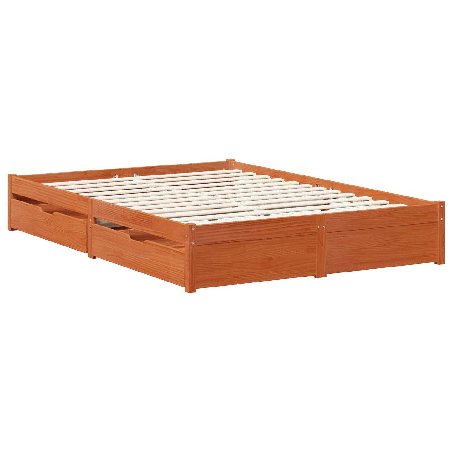 vidaXL Bed Frame with Drawer 3 pcs Wax Brown Solid Pine Wood 3