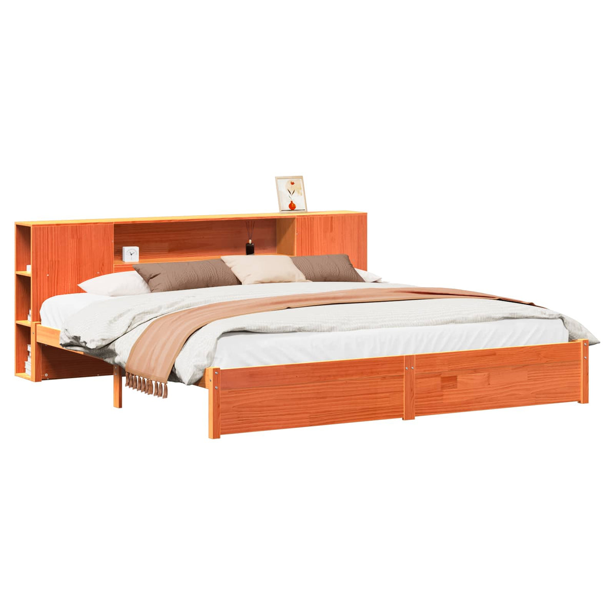 vidaXL Bed Frame with Storage Headboard Wax Brown 200 x 200 cm 2