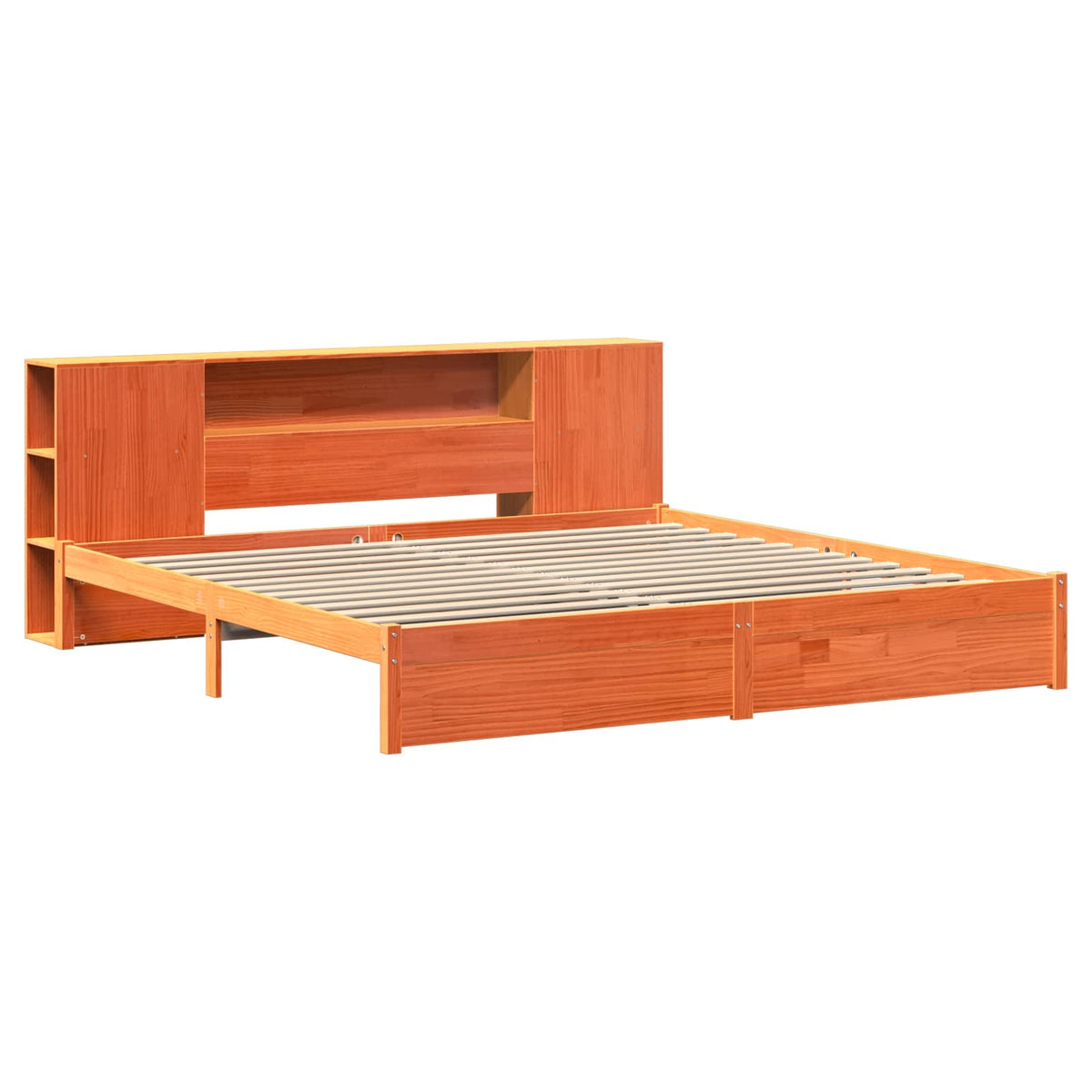vidaXL Bed Frame with Storage Headboard Wax Brown 200 x 200 cm 5