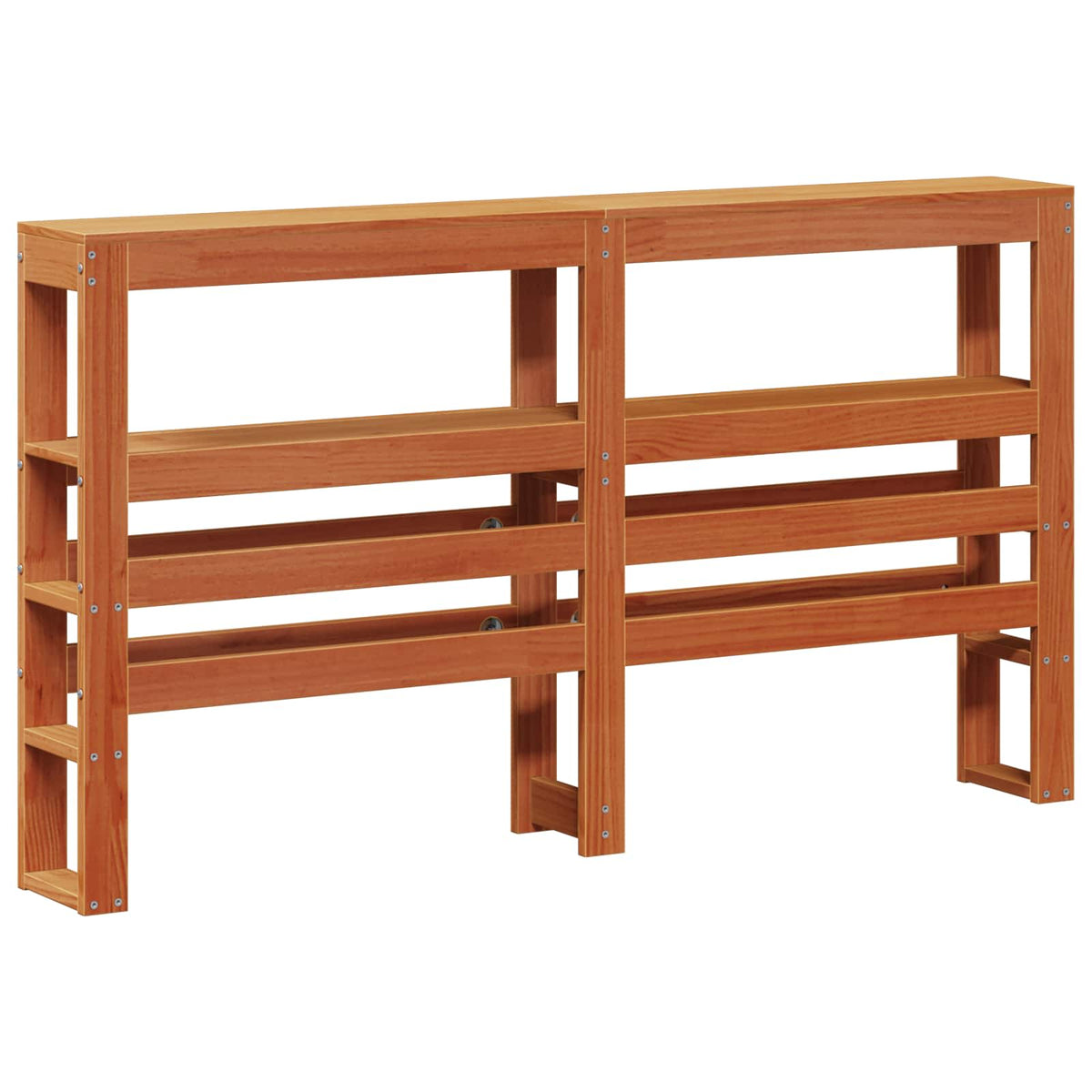 vidaXL Bed Frame with Shelf Wax Brown 140 x 200 cm Solid Pine Wood 4