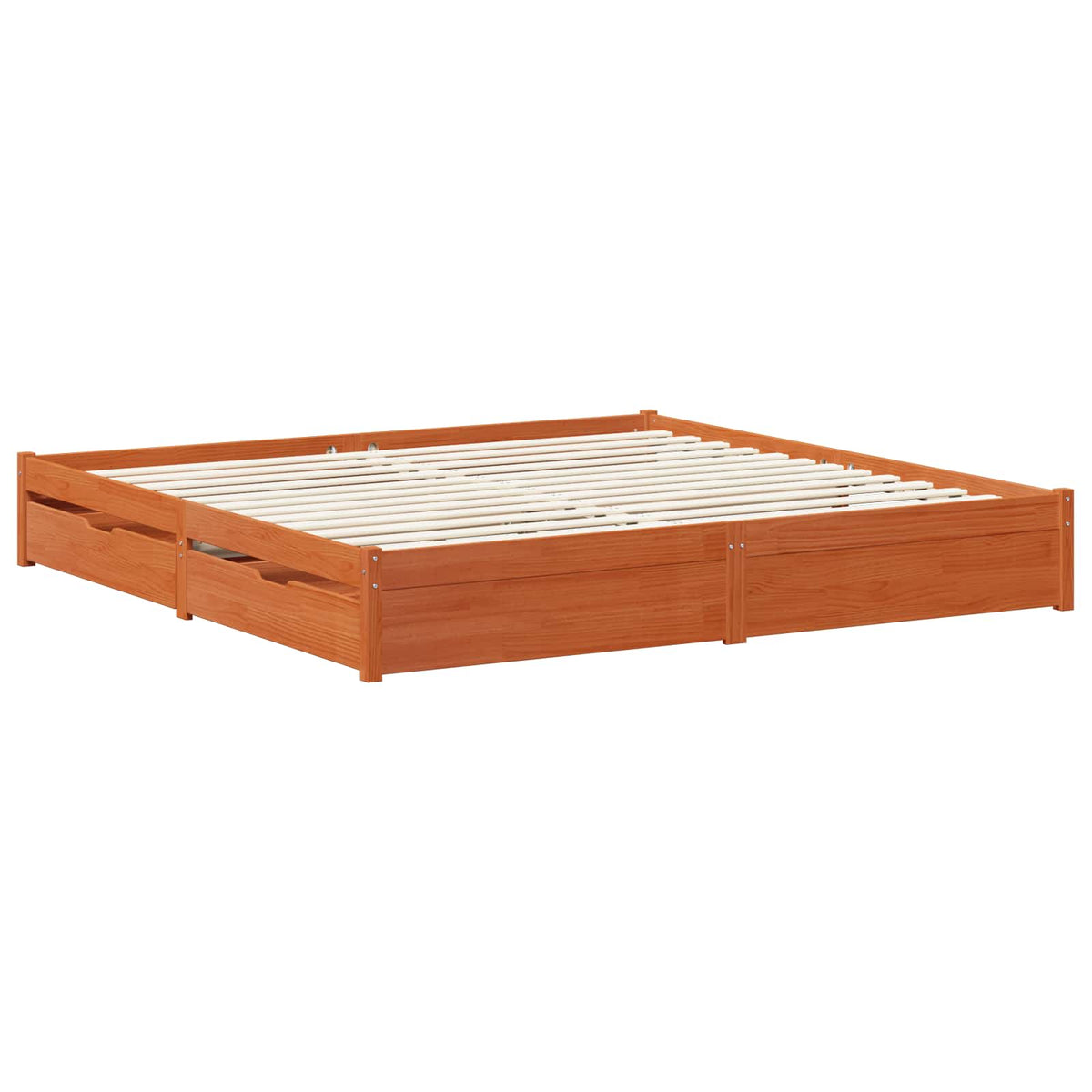 vidaXL Bed Frame with Drawer Wax Brown 180 x 200 cm Solid Pine Wood 3