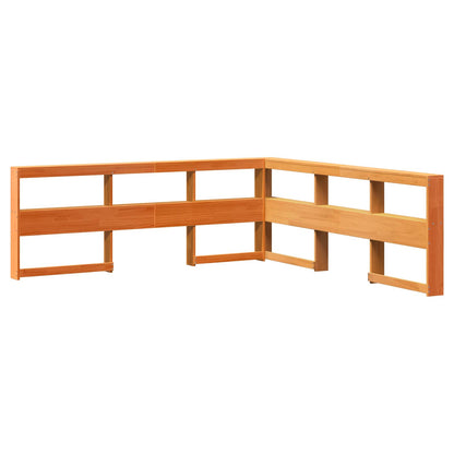 vidaXL Bookcase Bed Plain 2 pcs Wax Brown 200 x 200 cm Solid Pine Wood 3