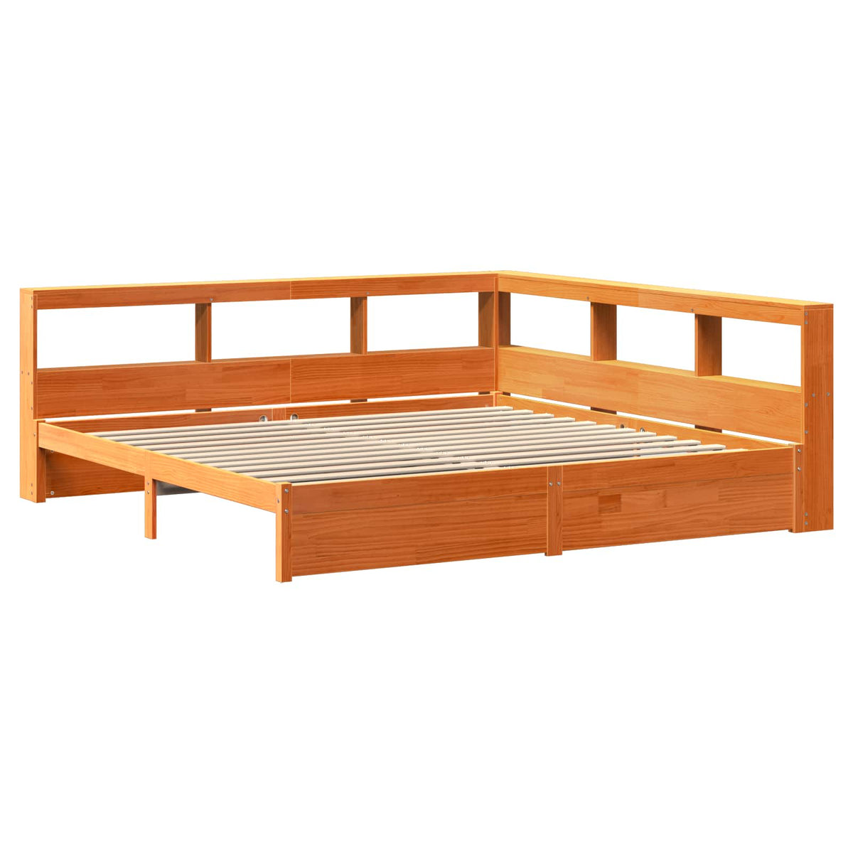 vidaXL Bookcase Bed Plain 2 pcs Wax Brown 200 x 200 cm Solid Pine Wood 5
