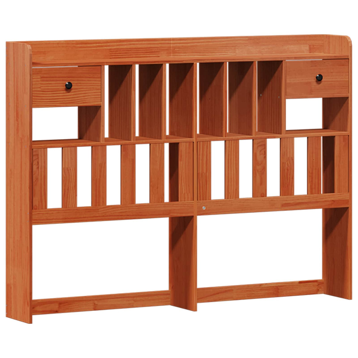 vidaXL Bookcase Bed Frame Plain Wax Brown 200 x 160 cm Solid Pine Wood 3