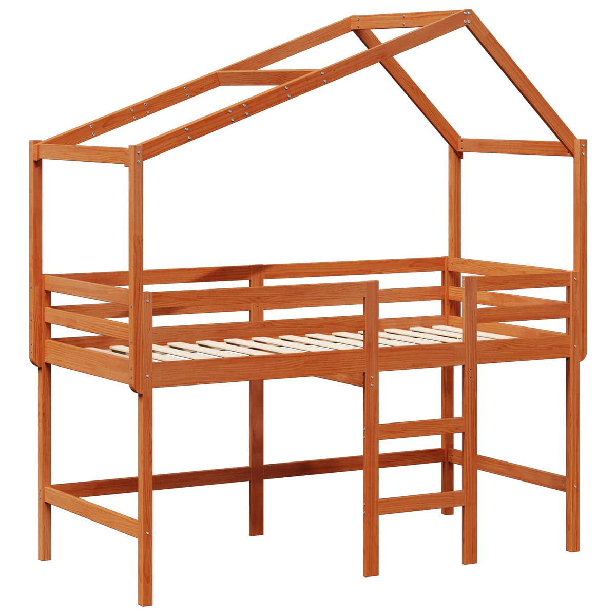 vidaXL Loft Bed Frame Wax Brown 90 x 190 cm Solid Pine Wood 5