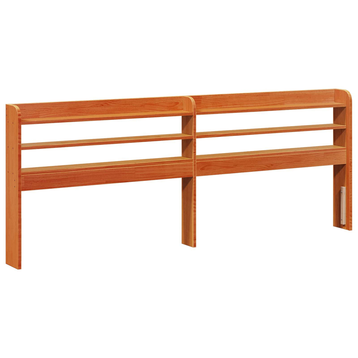 vidaXL Bed Frame with Shelf Wax Brown 200 x 200 cm Solid Pine Wood 4