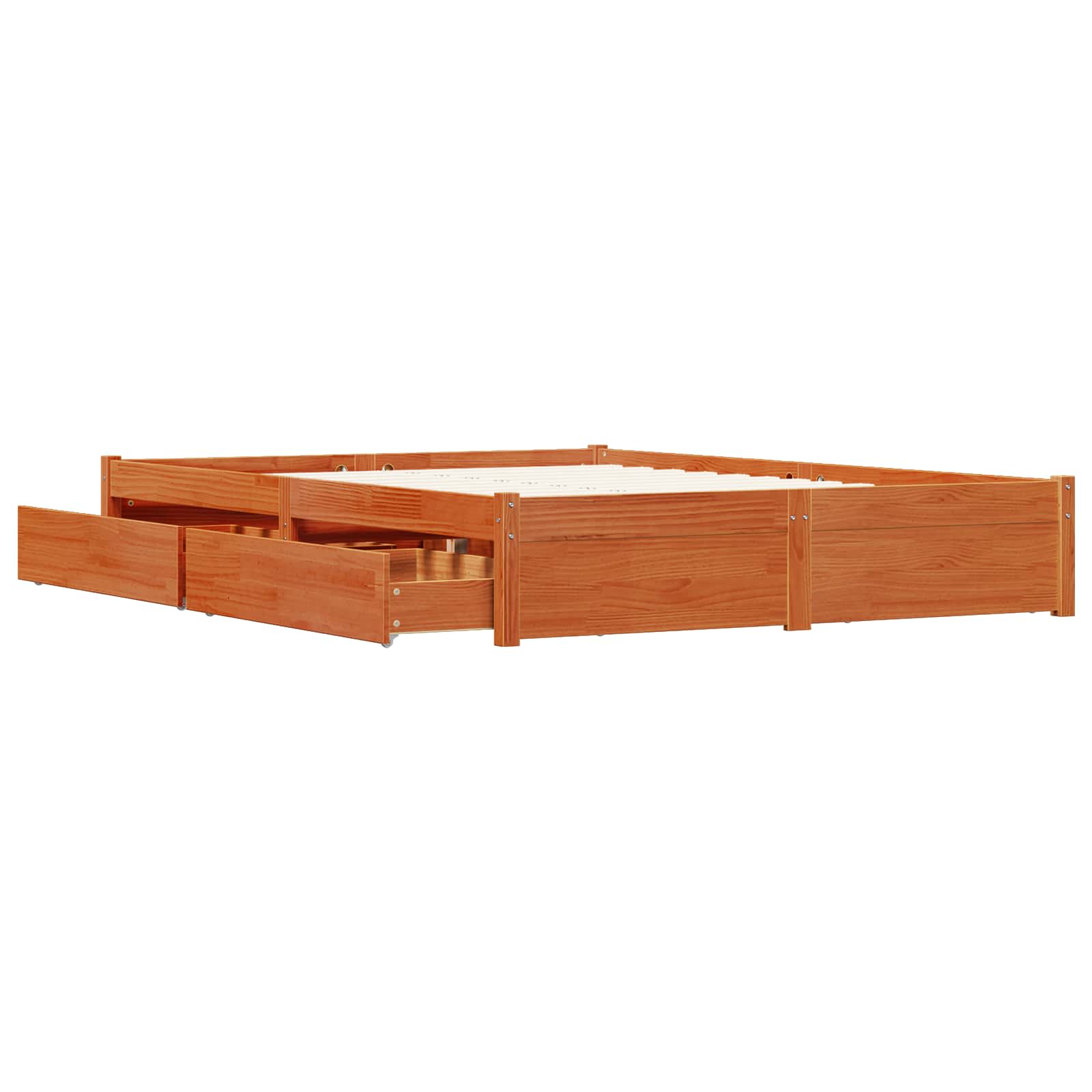 vidaXL Bed Frame with Drawer Wax Brown 140 x 200 cm Solid Pine Wood 4