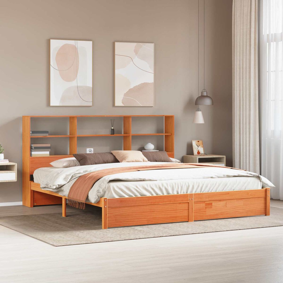 vidaXL Bed Frame with Storage Headboard Wax Brown 180 x 200 cm 1