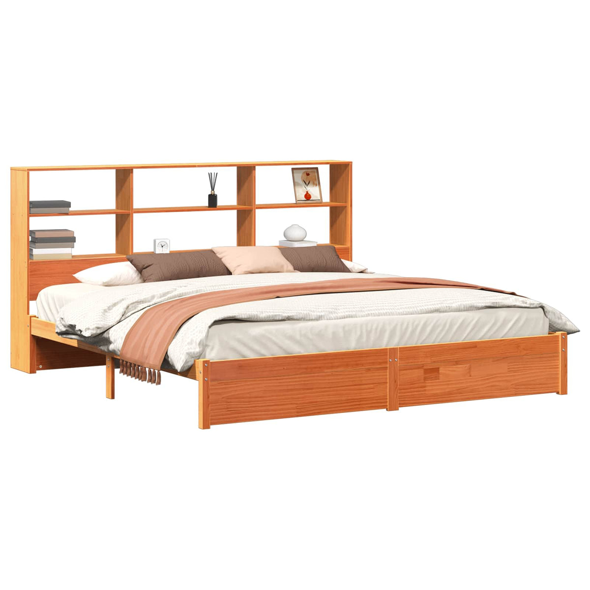 vidaXL Bed Frame with Storage Headboard Wax Brown 180 x 200 cm 2