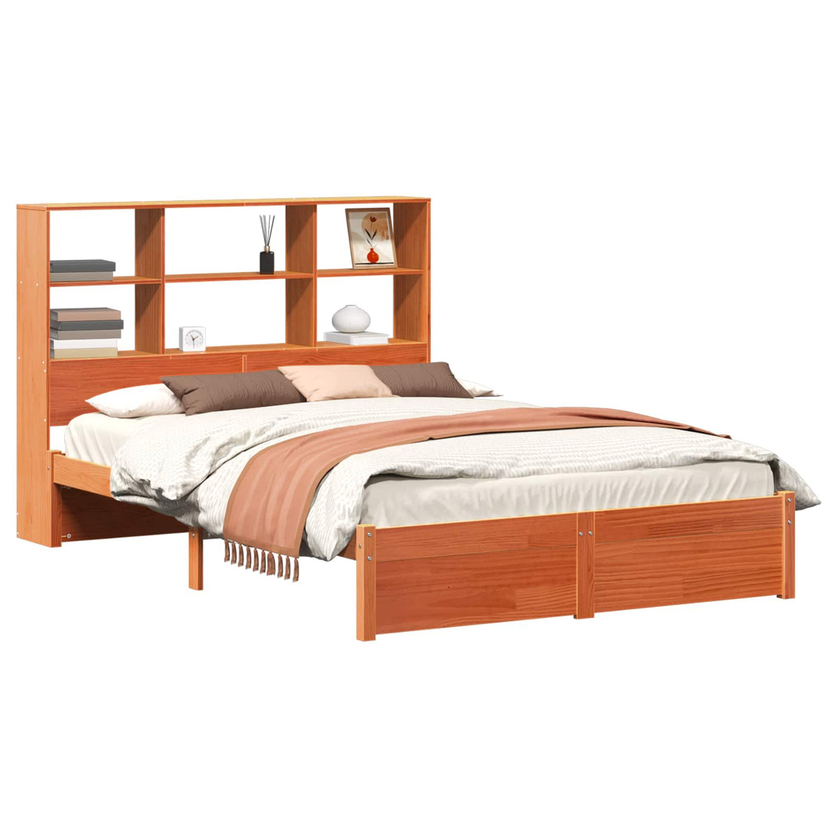 vidaXL Bed Frame with Storage Headboard Wax Brown 160 x 200 cm 2