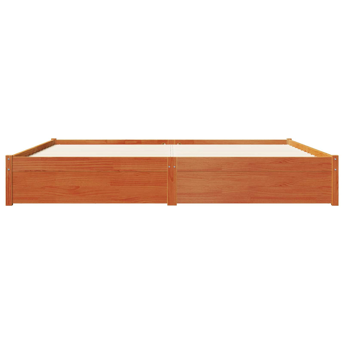 vidaXL Bed Frame Wax Brown 200 x 200 cm Solid Pine Wood 5