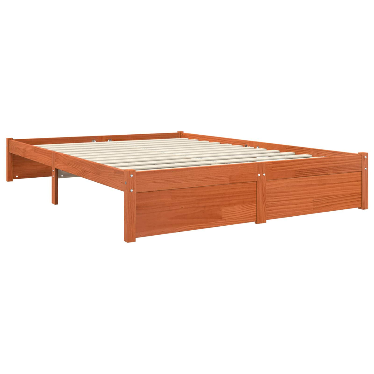 vidaXL Bookcase Bed Frame Plain Wax Brown 200 x 150 cm Solid Pine Wood 4