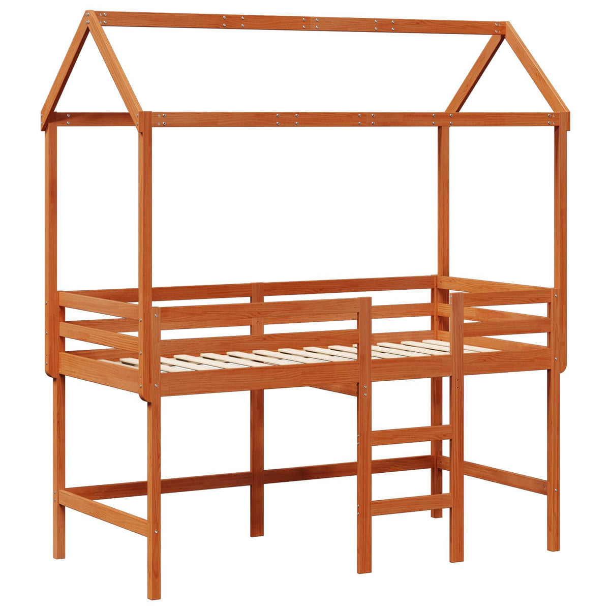 vidaXL Loft Bed Frame Wax Brown 90 x 190 cm Solid Pine Wood 5