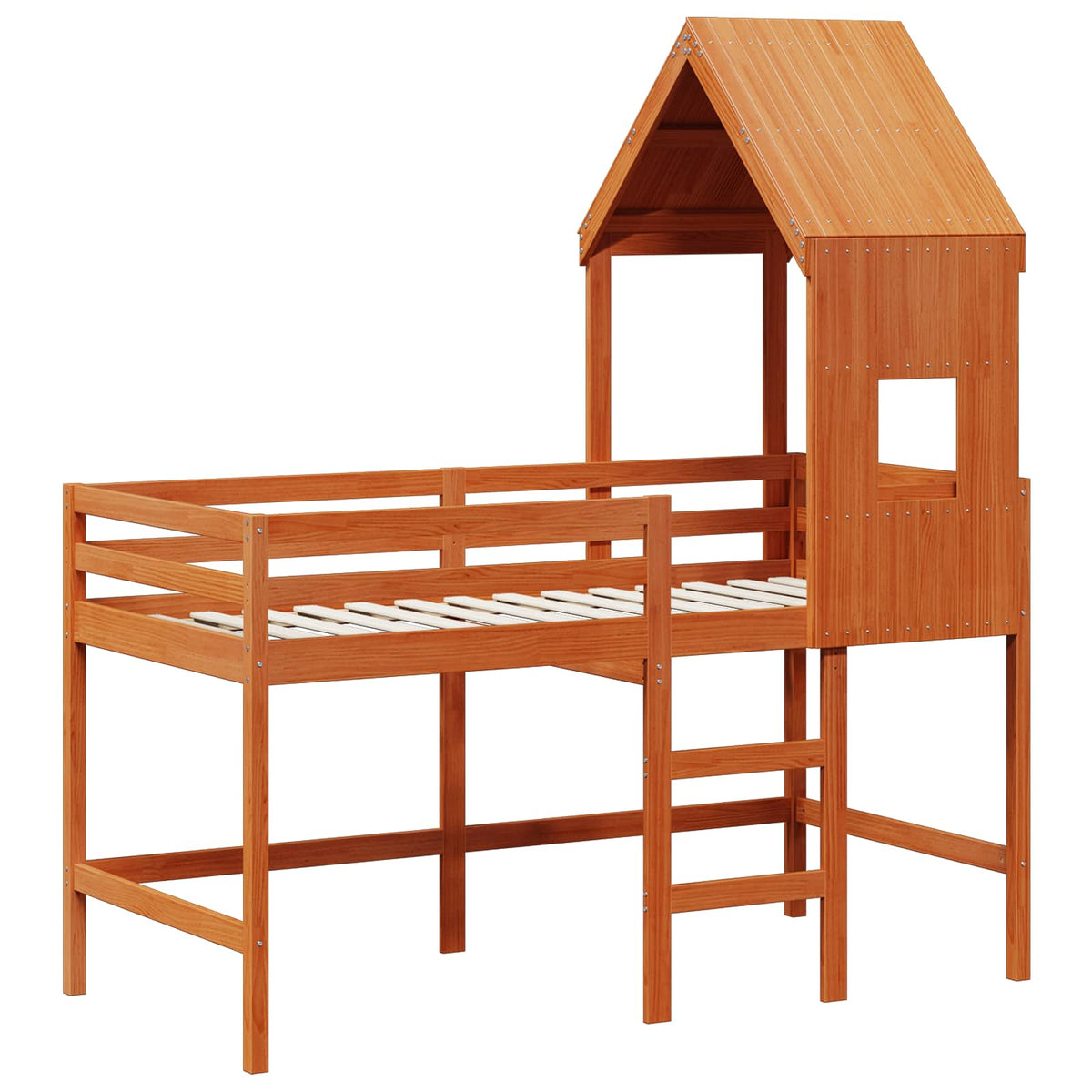 vidaXL Loft Bed Frame Wax Brown 90 x 190 cm Solid Pine Wood 5