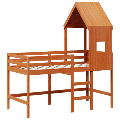 vidaXL Loft Bed Frame Wax Brown 90 x 190 cm Solid Pine Wood 5