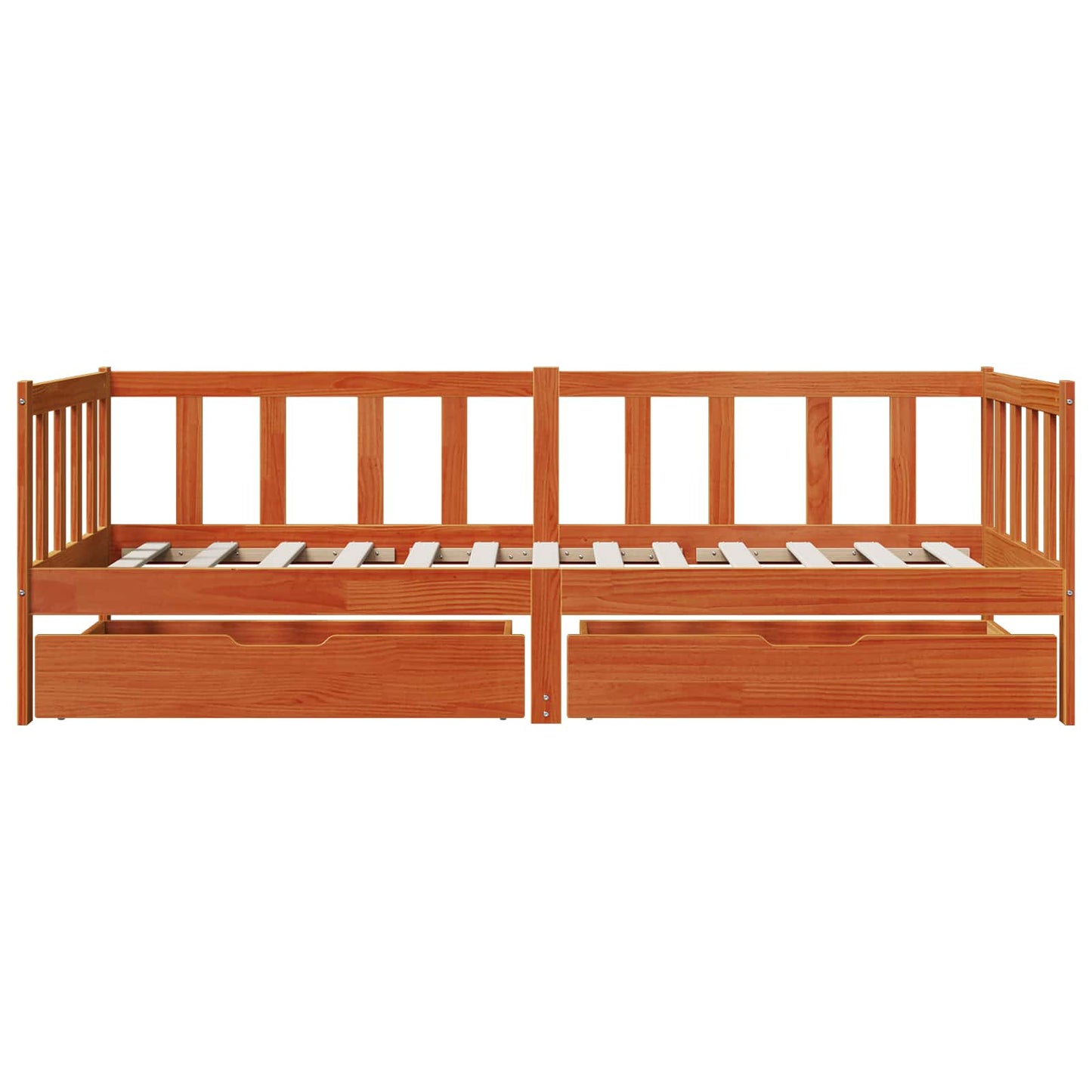 vidaXL Daybed with Drawer with Wheel 3 pcs Wax Brown Solid Pine Wood 6